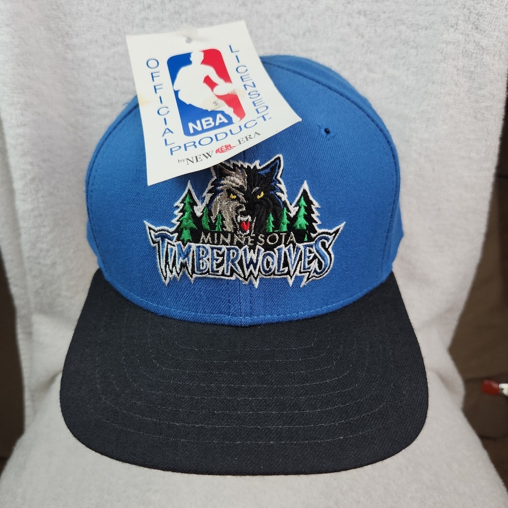 VTG New Era Low Profile Minnesota Timberwolves Hat Cap Snapback Blue NBA NWT